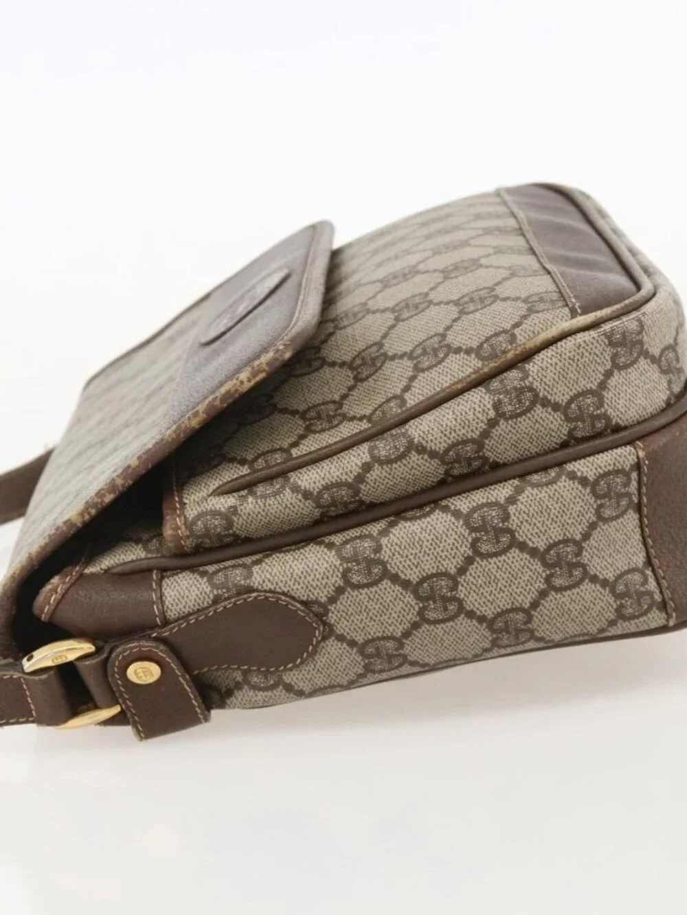 GUCCI GG Supreme Shoulder Bag PVC Beige Gold 001 116 0925 Auth 175362